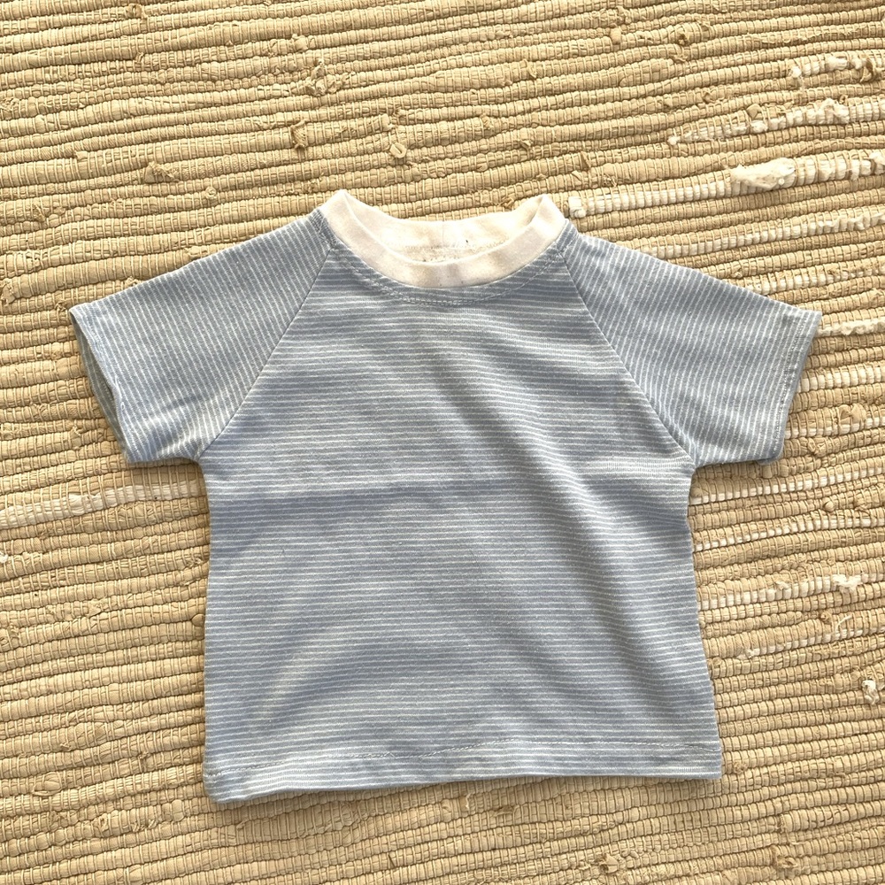 Thin blue/white stripe retro baby tee